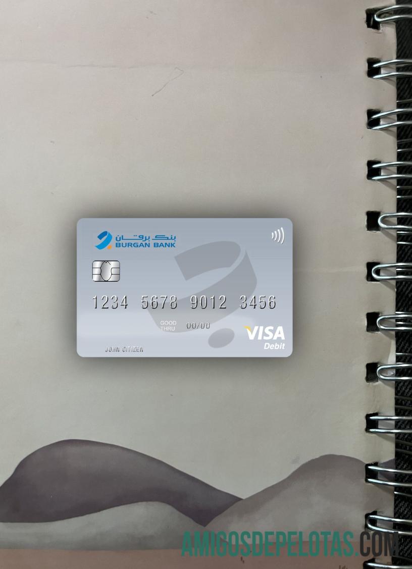 Cartão de débito Visa do Kuwait Burgan Bank Photolook Front amostra